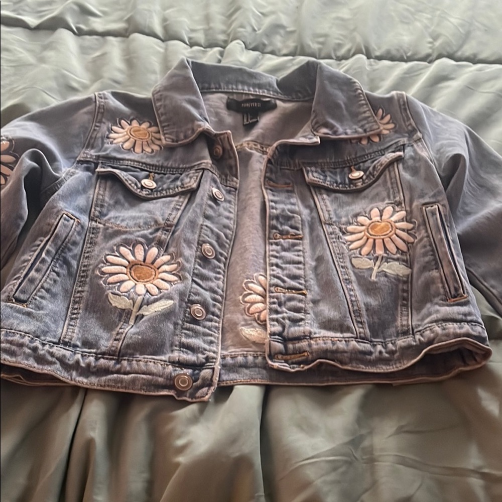 Cold Crush Denim Jacket with Floral Embroidery
